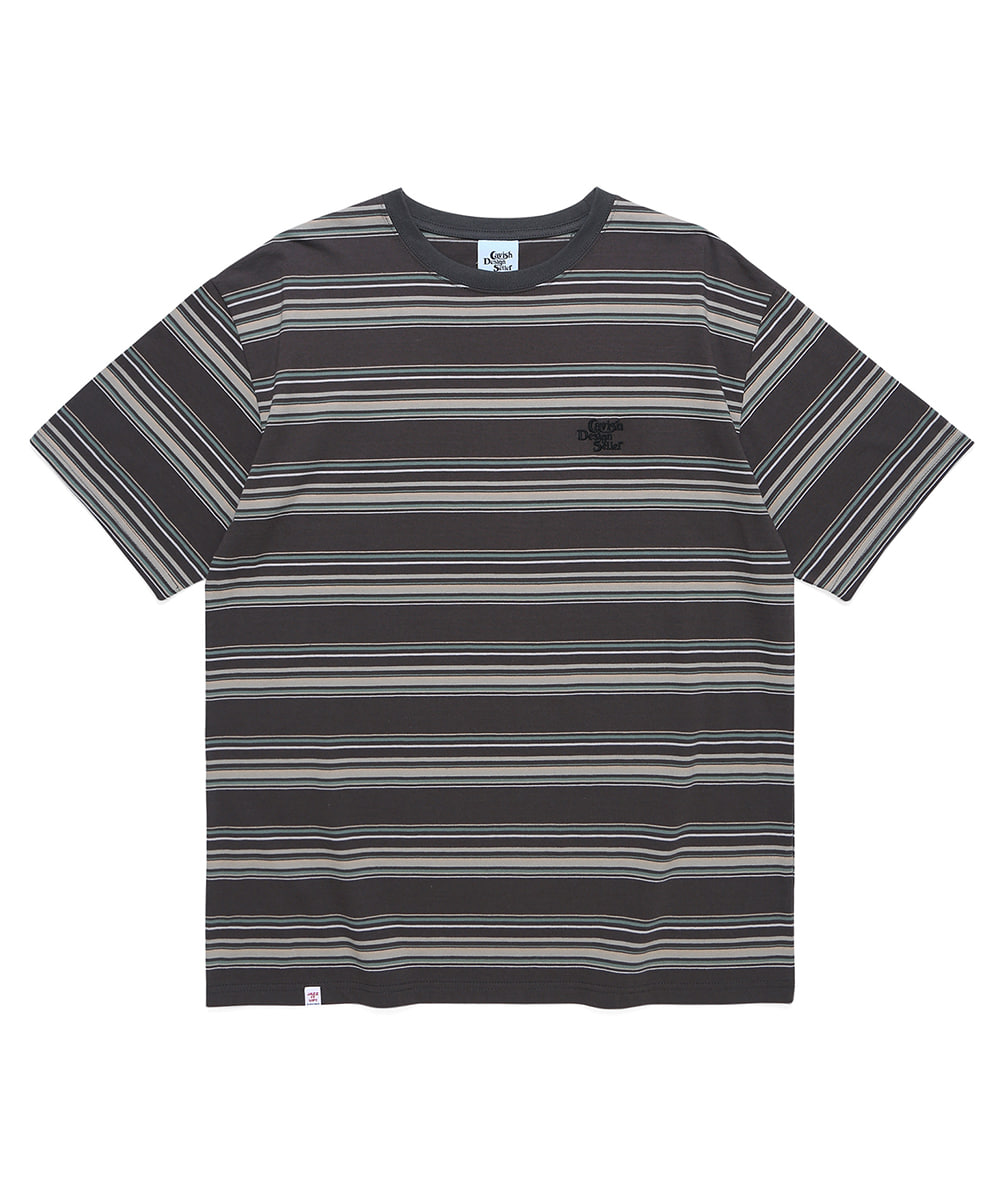 STRIPED SELLER EMB LOGO SS TEE[CHARCOAL]